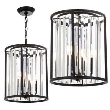 Bevin 12" Metal/Crystal LED Pendant - JONATHAN Y